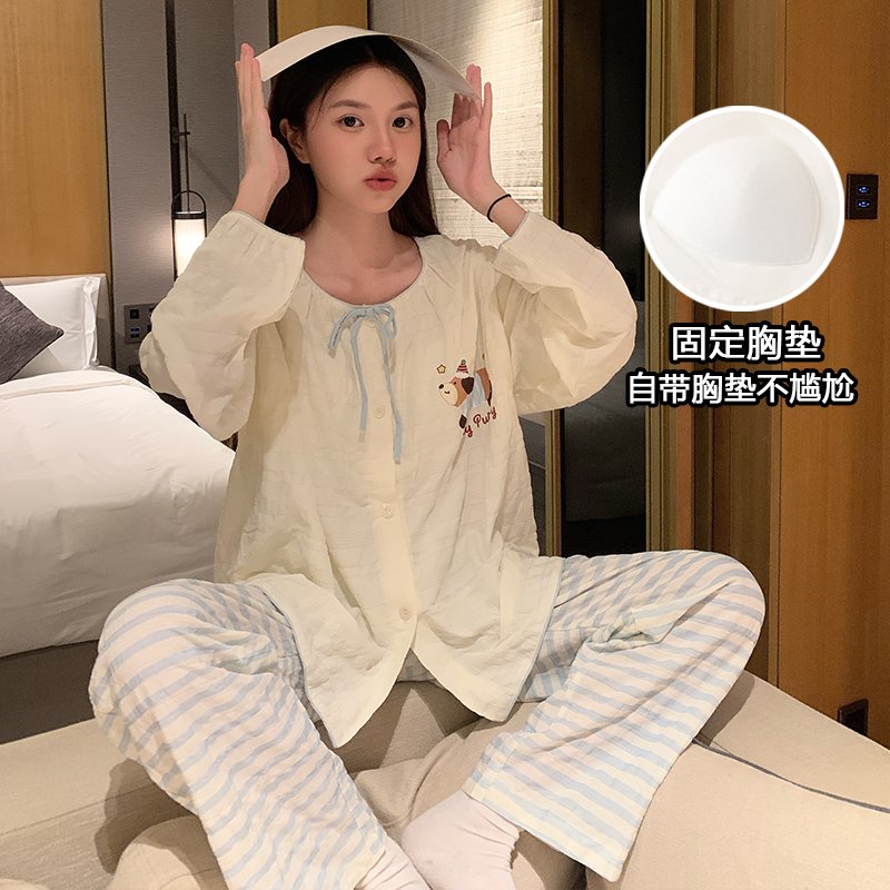 Vapetix M-XXL Ladies' Fall New Sleepwear Set with Floral Cloud Print, Crew Neck Top, Short Sleeve, Shorts, Fixed – Bild 3