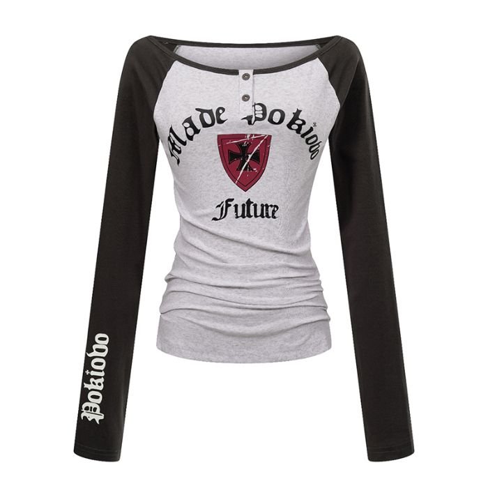 Vapetix S-XL 40-count premium cotton American-style vintage camouflage spliced long-sleeve T-shirt—slimming, fig – Bild 7