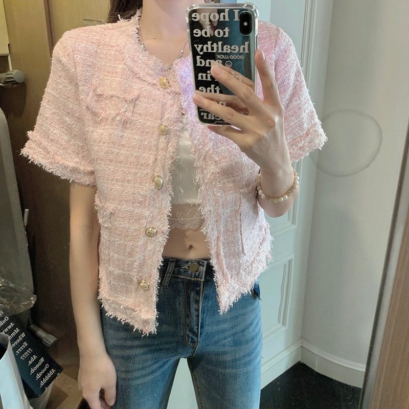 Vapetix S-2XL Women's Autumn/Winter New Style Tartan Fringe Short-Sleeve Blazer with Loose Fit - 图片 4