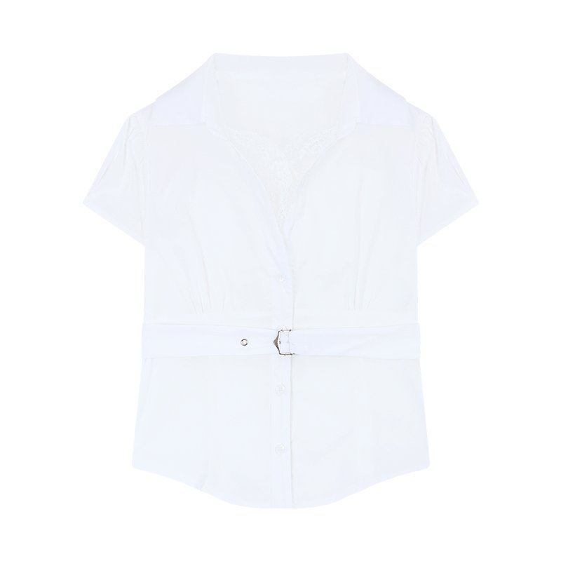 Vapetix S-XL MR【Original Color Weave Striped Shirt】Korean Petite Wear Striped Short-Sleeve Shirt with Gray Short – Bild 3