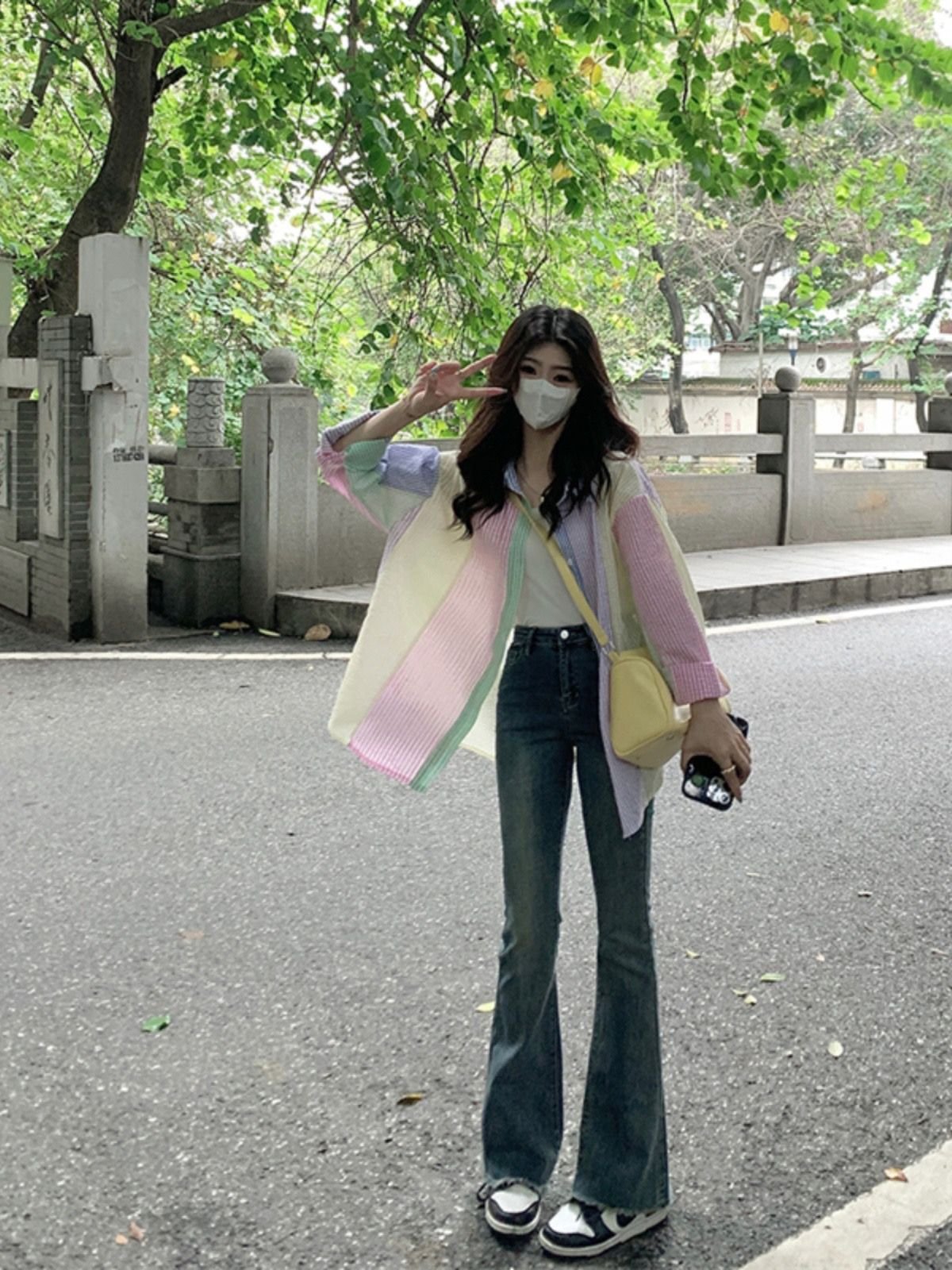 Vapetix M-2XL Macaron color-blocking plaid shirt for women in summer new design niche loose casual age-reducing v - 图片 4