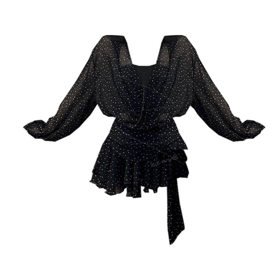 Vapetix S-2XL Women's Summer Plus Size Fat MM Designers Uniquely Fitted Waist A-line Short Skirt French Polka Dot - 图片 3