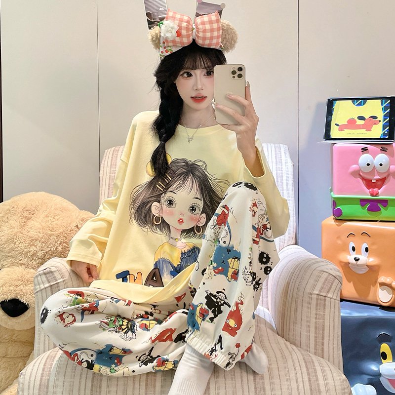 Vapetix M-XXL Women's New Fall Pajamas with Elasticated Round Neck Hooded Set of Long Sleeve and Pants, Sweet and – Bild 5