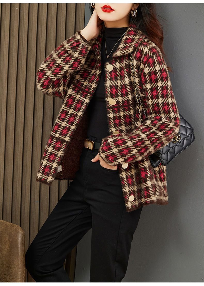 Vapetix S-3XL 2025 New Arrival Women's Wool Plaid Coat – Korean-Style, Loose-Fit, Short Design, Trendy Casual Top – Bild 9