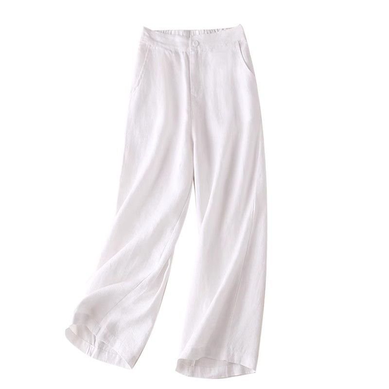 Vapetix S-3XL Women's Linen Wide Leg Pants 2025 New Thin Linen Fabric Flowy High-Waist Summer Korean Style Loose - 图片 3