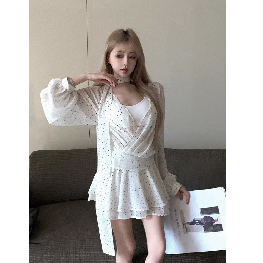 Vapetix S-2XL Women's Summer Plus Size Fat MM Designers Uniquely Fitted Waist A-line Short Skirt French Polka Dot - 图片 4