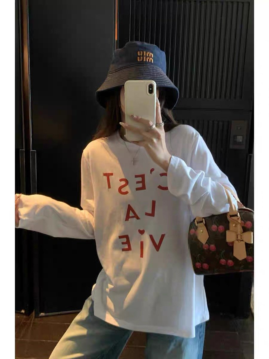 Vapetix S-3XL Official Image 21 Pure Cotton - 210g (100% Cotton) Autumn Long-Sleeve T-Shirt for Women Loose Top P – Bild 4