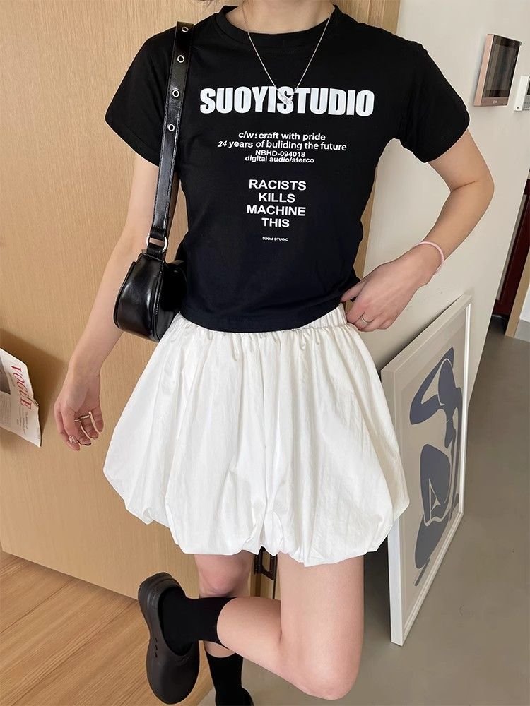 Vapetix S-2XL White Blossom Short Skirt Women's Summer New Korean Style Gentle Wind High-Waisted Casual A-Line Fl – Bild 4