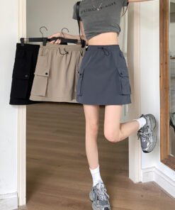 Vapetix M-4XL Real shot! Large size! 2024 Elastic waist workwear skirt for women, hip-hugging short skirt, summ