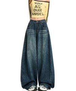 Vapetix XS-XL  Bent-knife American-style high street loose wide-leg stereoscopic cutting silhouette, washed denim