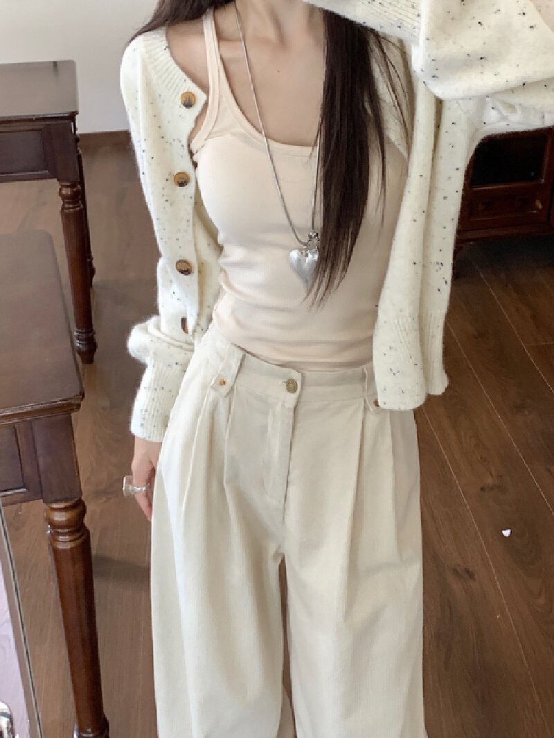 Vapetix S-L Actual shot corduroy loose retro high-waisted straight-leg casual pants solid color versatile women – Bild 2