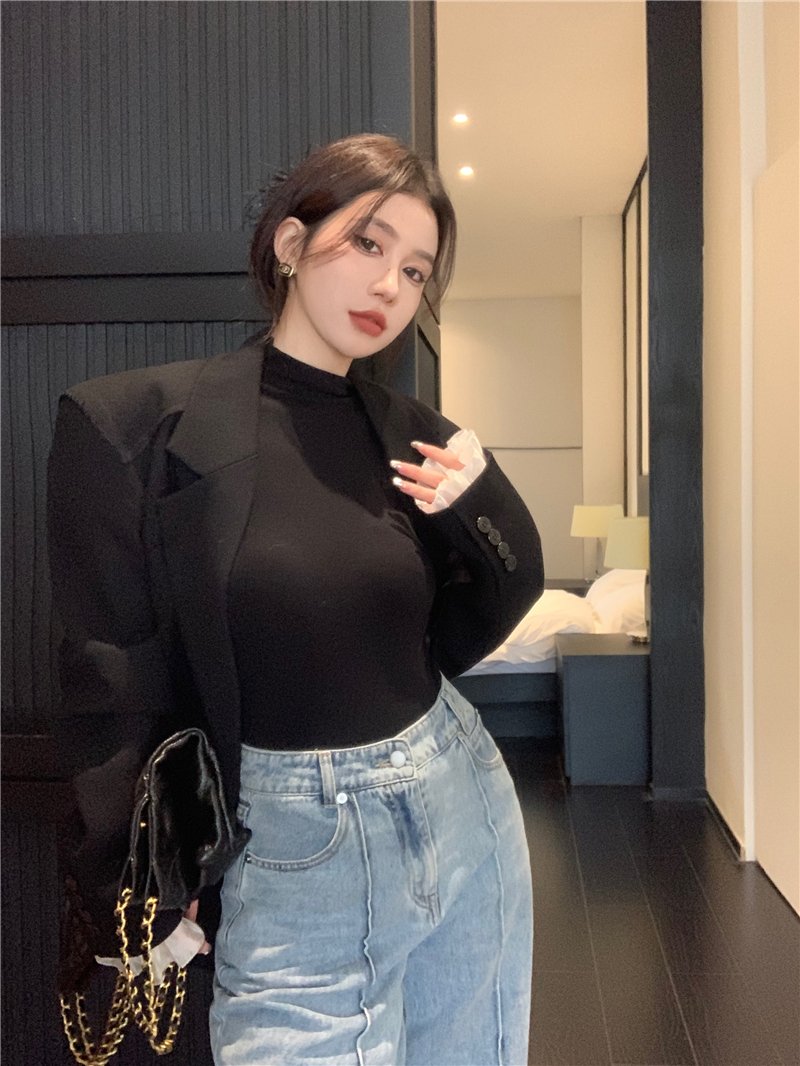 Vapetix One size fits all-One size fits all Actual shot~Autumn and winter new design high-neck soft elastic bottoming shirt for women, versatil