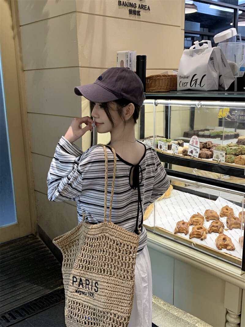 Vapetix S-XL Photographed Real Korean Style Striped Thin Long-Sleeved Sun Protection Cover Shirt for Women Summe