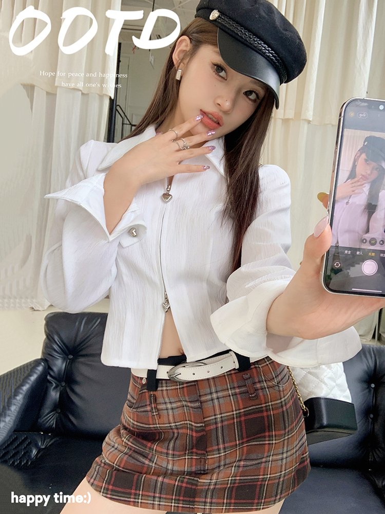 Vapetix S-XL Actual shot of 2024 summer new style anti-exposure plaid hot girl belt splicing plaid skirt high-en – Bild 2