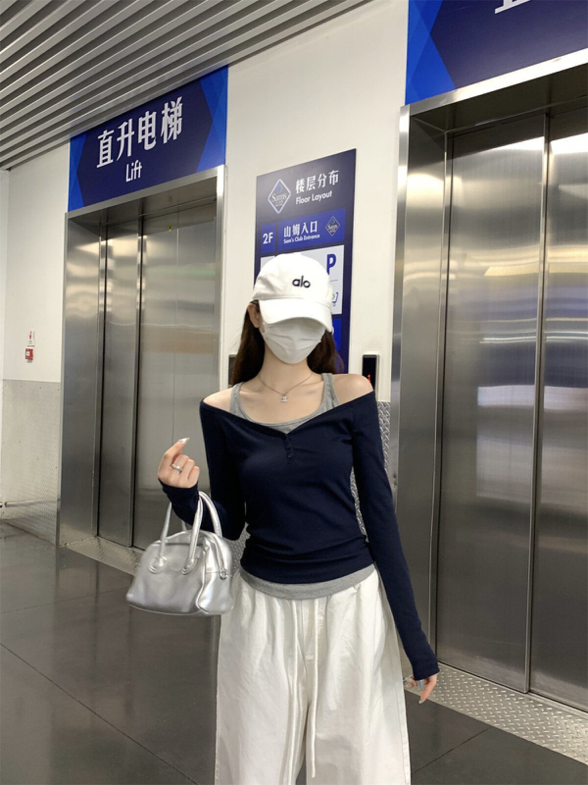 Vapetix S-XL Real-shot Autumn Korean-style Color-Block Slim-Fit Elegant Off-Shoulder Mock-Two-Piece Design Long- – Bild 2