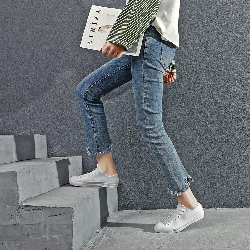 Vapetix 36-40 Waterproof single shoe women's fashion sneakers casual female flat shoes white women's shoes