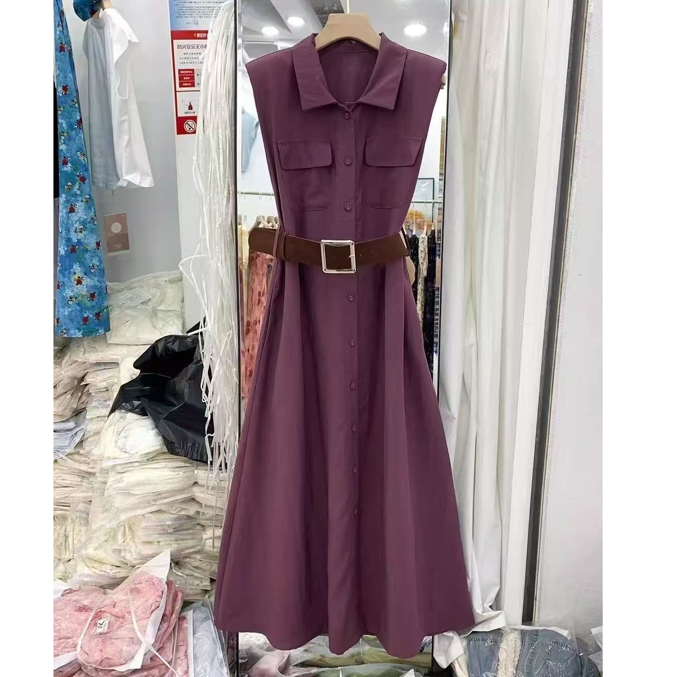 Vapetix S-2XL Summer 2025 New Elegant Fashion Collarless Sleeveless Dress for Women - Slimming High-Waisted Styli – Bild 3