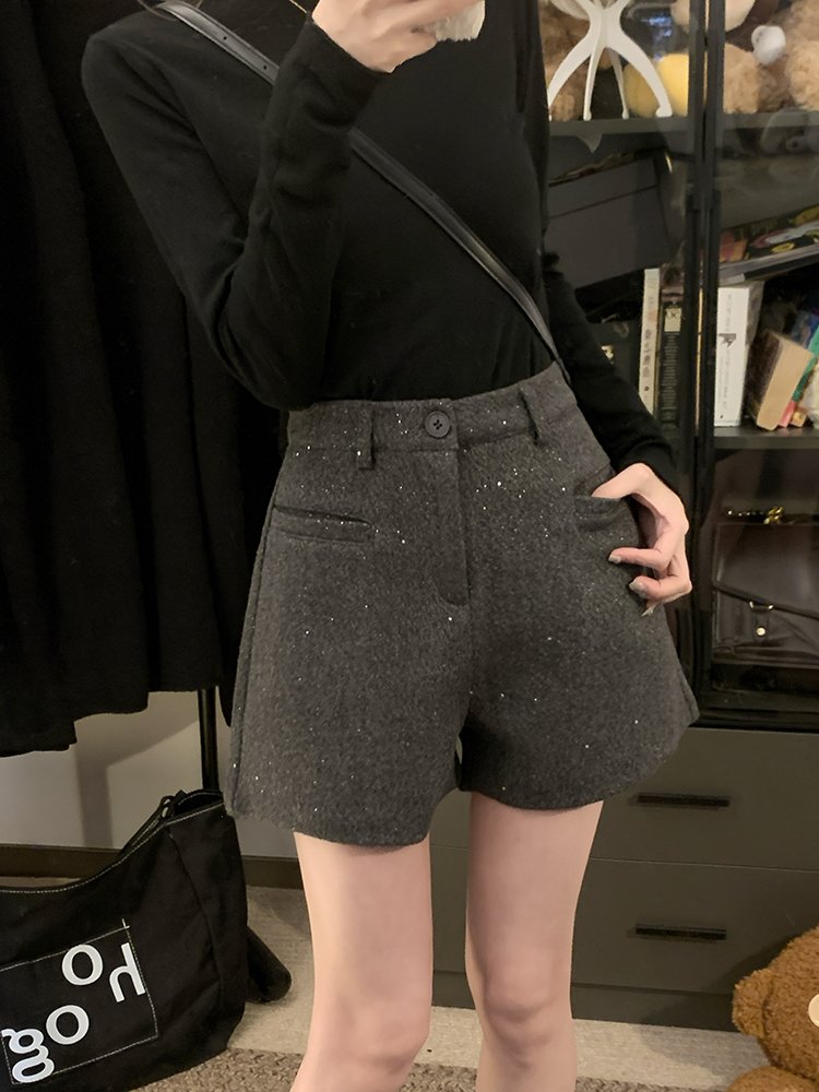 Vapetix S-XL Photographed! 2025 New Fashion Personalized Wool Shorts for Women Casual Pants Slimming Pants with