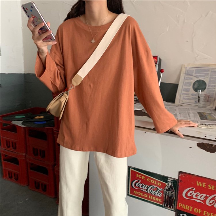 Vapetix M-2XL Multi-color options available 2025 autumn women's clothing tops long-sleeved T-shirt women's crew n – Bild 6