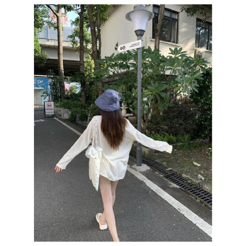 Vapetix S-XL Women's Design Print Relaxed Style Sheer Long-Sleeve Cross-Shoulder Sun Protective Cover-up from Gu