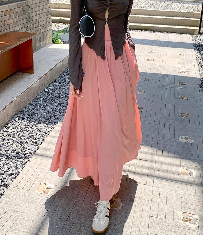 Vapetix S-XL Actual shot of 2024 spring new style pink heavy industry large swing skirt for women high waist lon