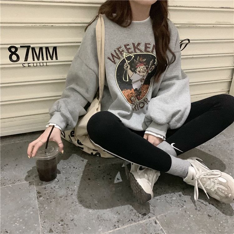 Vapetix M-2XL Women's Korean BF Style Padded Half Zip Hoodie for Spring and Autumn, Loose Korean Version Round Ne – Bild 3