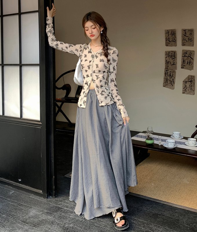 Vapetix S-XL Actual shot of 2024 spring and summer new cool and irregular cotton and linen high-waist A skirt fo – Bild 3