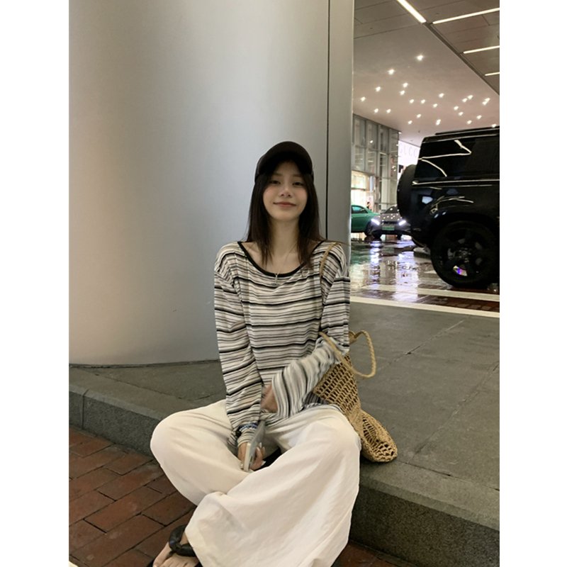 Vapetix S-XL Photographed Real Korean Style Striped Thin Long-Sleeved Sun Protection Cover Shirt for Women Summe – Bild 2