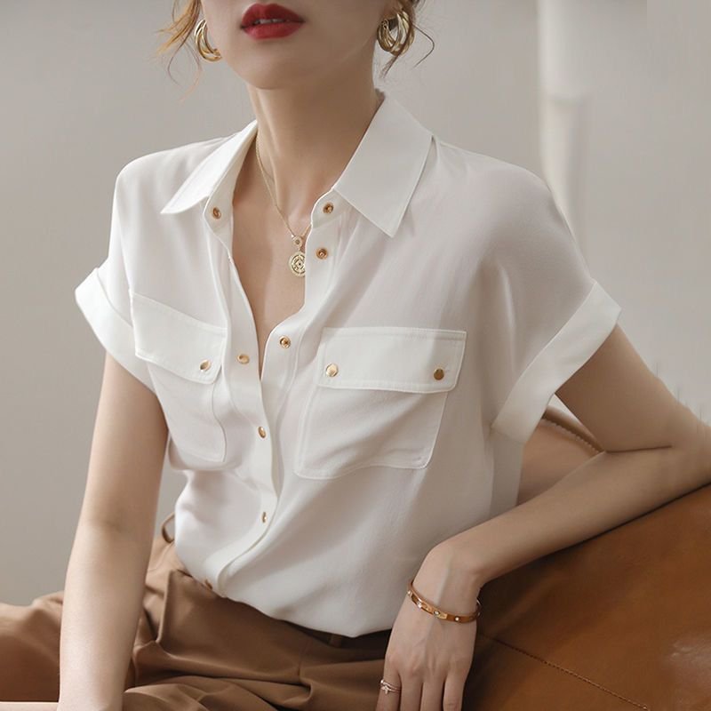 Vapetix ◇◆S◇◆-◇◆3XL◇◆ Chiffon white shirt women's summer thin design sense new niche design sense elegant Western style K – Bild 7