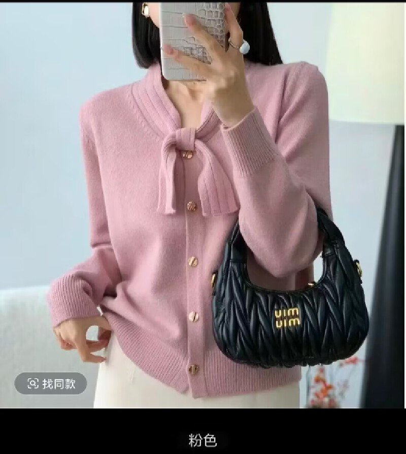 Vapetix Free Size-Free Size Women's Spring and Autumn 2025 New Lazy Style Grey Bow Knit Cardigan Short-sleeved Atmospheric Top – Bild 3