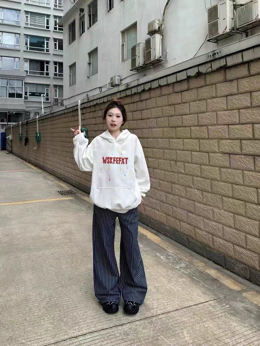 Vapetix M-2XL Women's Autumn/Winter Hooded Print Sweatshirt with No Hat Cord [Pure Cotton, Silk, and Cashmere Ble