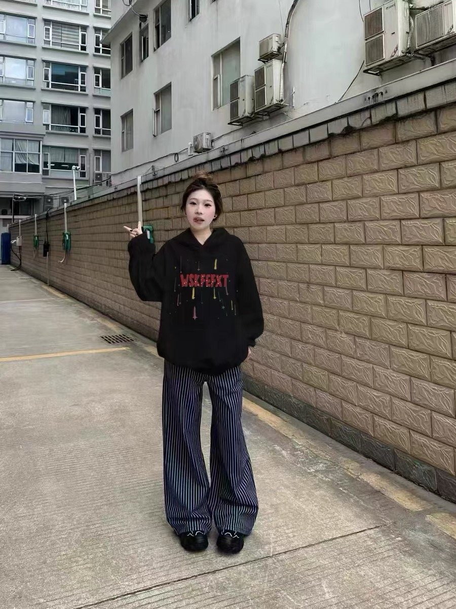 Vapetix M-2XL Women's Autumn/Winter Hooded Print Sweatshirt with No Hat Cord [Pure Cotton, Silk, and Cashmere Ble – Bild 2