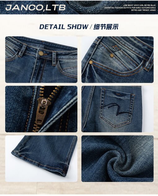 Vapetix XS-XL  Street-style casual walk, classic American low-waist beauty girl slimming bootcut wide-leg jeans, f – Bild 2