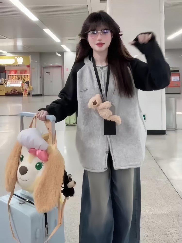 Vapetix S-XL 2025 Autumn Korean Leisure Style Color Block Knit Cardigan for Women - Design-Focused Loose and Ver – Bild 4