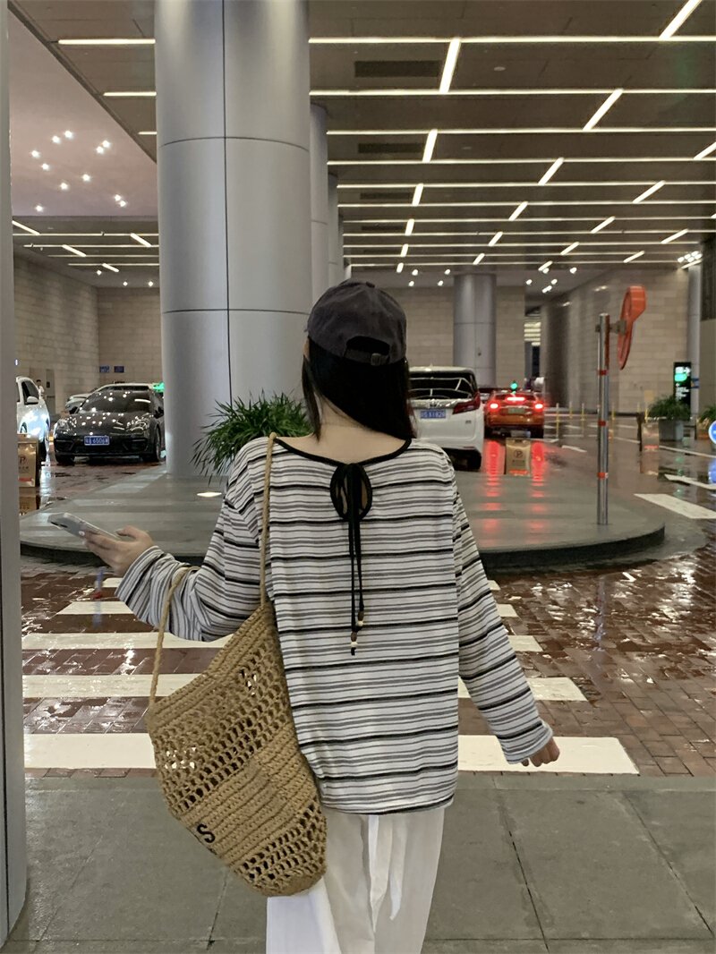 Vapetix S-XL Photographed Real Korean Style Striped Thin Long-Sleeved Sun Protection Cover Shirt for Women Summe – Bild 4