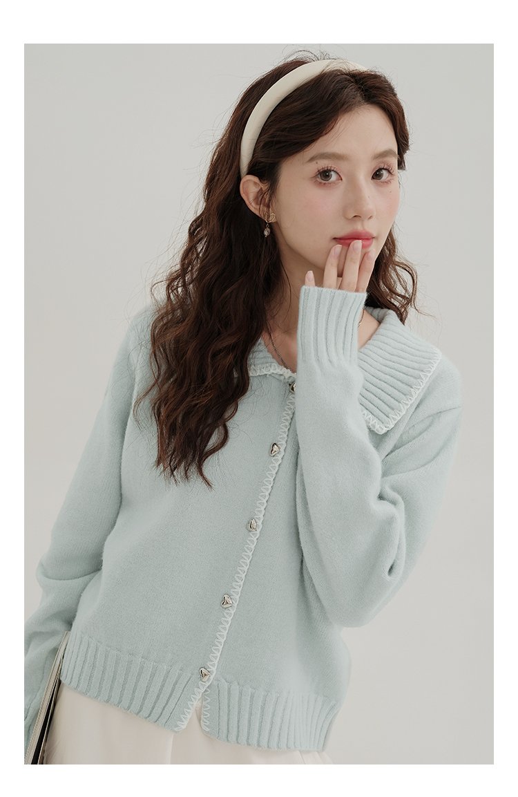 Vapetix Free Size-Free Size Women's Blue Short Cardigan Sweater 2025 Spring New Arrival Small Outerwear Top for Layering Sweet – Bild 3