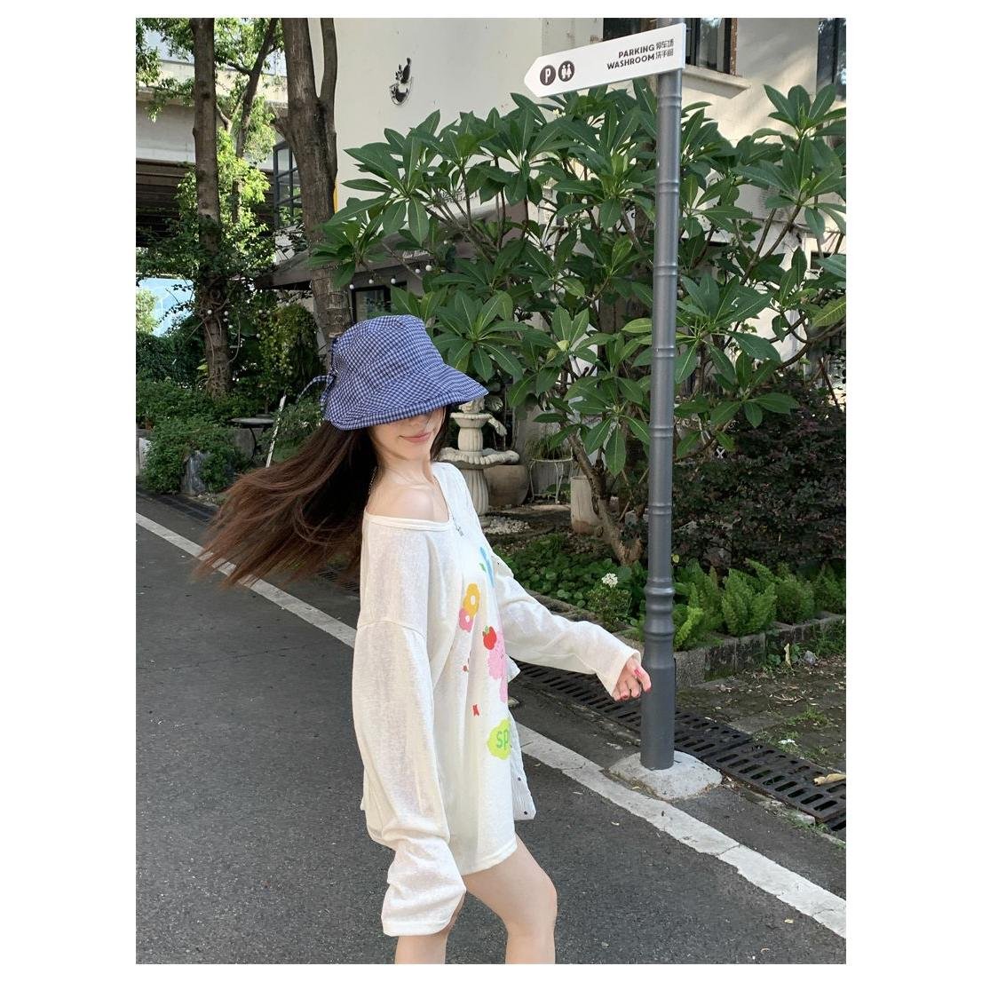 Vapetix S-XL Women's Design Print Relaxed Style Sheer Long-Sleeve Cross-Shoulder Sun Protective Cover-up from Gu – Bild 3