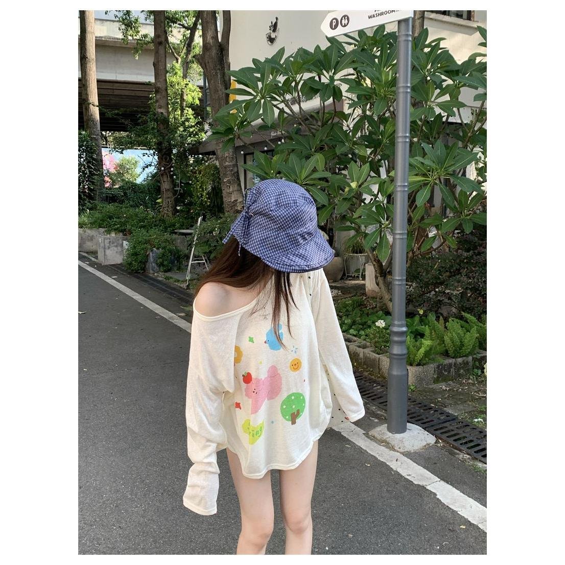 Vapetix S-XL Women's Design Print Relaxed Style Sheer Long-Sleeve Cross-Shoulder Sun Protective Cover-up from Gu – Bild 4