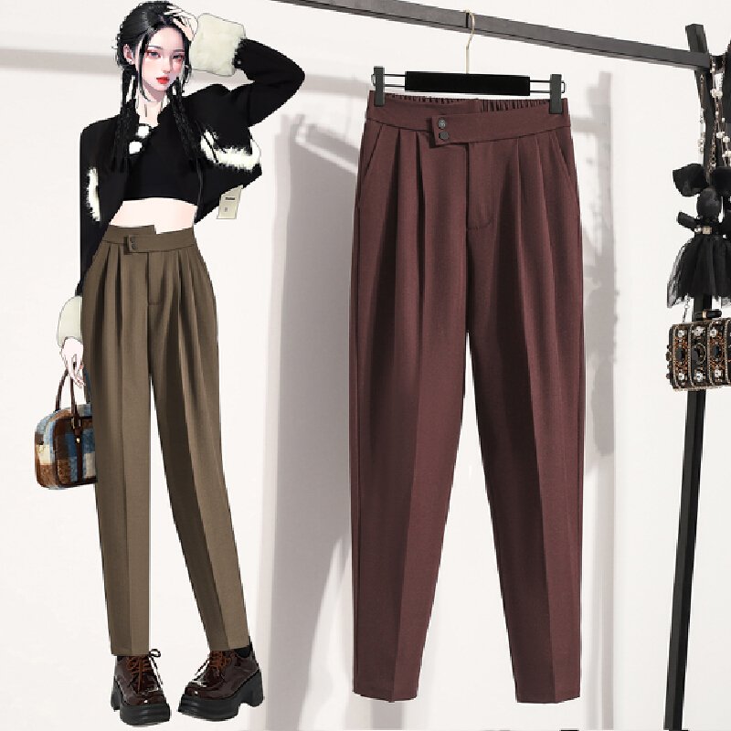 Vapetix Plus size L-Plus Size 4XL 66558 actual shot loose plus size women's slimming large size casual nine-point suit pants with dra – Bild 4