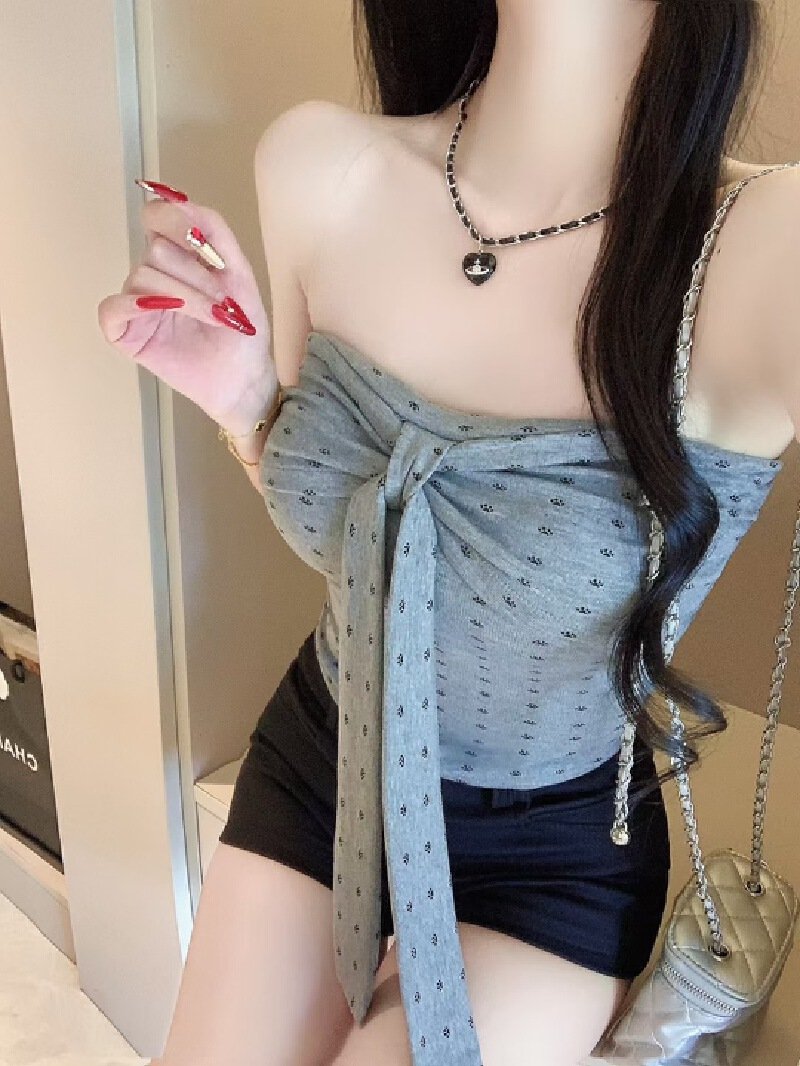 Vapetix Free Size-Free Size Women's Summer Sleeveless Tight Bodysuit Red Bra Top with Pure Desire Style – Bild 5