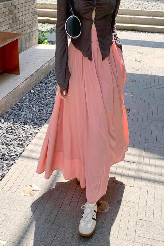 Vapetix S-XL Actual shot of 2024 spring new style pink heavy industry large swing skirt for women high waist lon – Bild 5