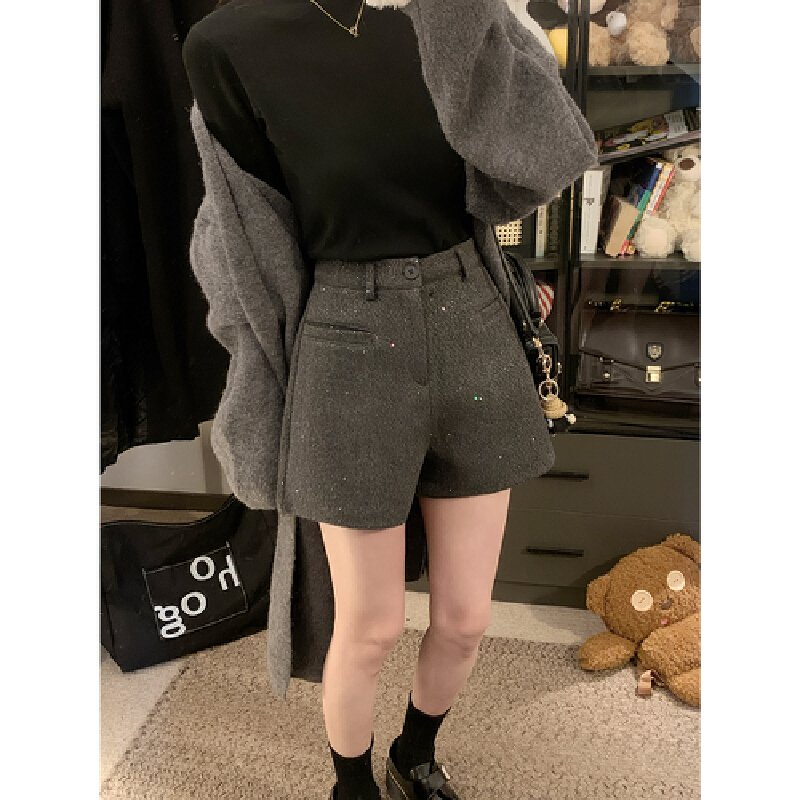 Vapetix S-XL Photographed! 2025 New Fashion Personalized Wool Shorts for Women Casual Pants Slimming Pants with – Bild 4