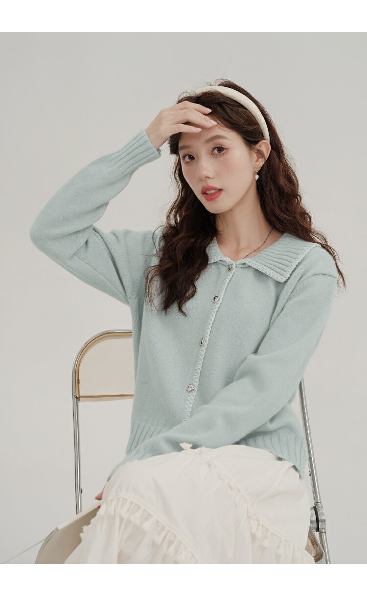 Vapetix Free Size-Free Size Women's Blue Short Cardigan Sweater 2025 Spring New Arrival Small Outerwear Top for Layering Sweet – Bild 5