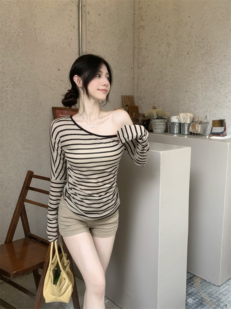 Vapetix S-L Real shot, genuine, slimming and figure-flattering striped long-sleeved sun-protective T-shirt wome – Bild 6