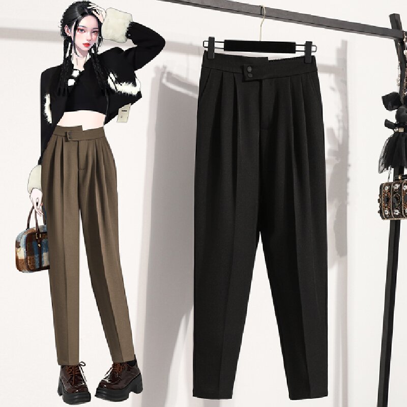 Vapetix Plus size L-Plus Size 4XL 66558 actual shot loose plus size women's slimming large size casual nine-point suit pants with dra – Bild 6