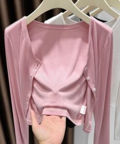 Vapetix ❈❈S suggests 75-95 pounds❈❈-XS recommended 50-60 pounds Spring and Autumn Knitted Cardigan Coat for Women, Summer Outdoor Matching Tank Top Skirt Blouse Op