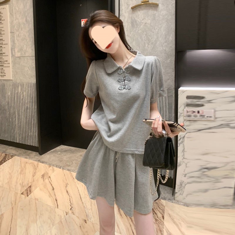 Vapetix M suggests staying within 95 pounds-3XL建议体重140-155斤 New Chinese Style Collarless Blouse and Trousers Set for Women, Fashionable Chinese Style, Complete
