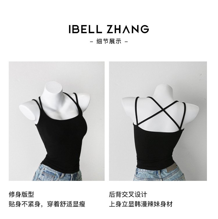 Vapetix Unisex size (80-125 lbs)-Unisex size (80-125 lbs) 2025 New Item Spicy Girl Halter Top with Built-in Cup, Design-Focused Thin Double Strap Stylish Bac – Bild 2