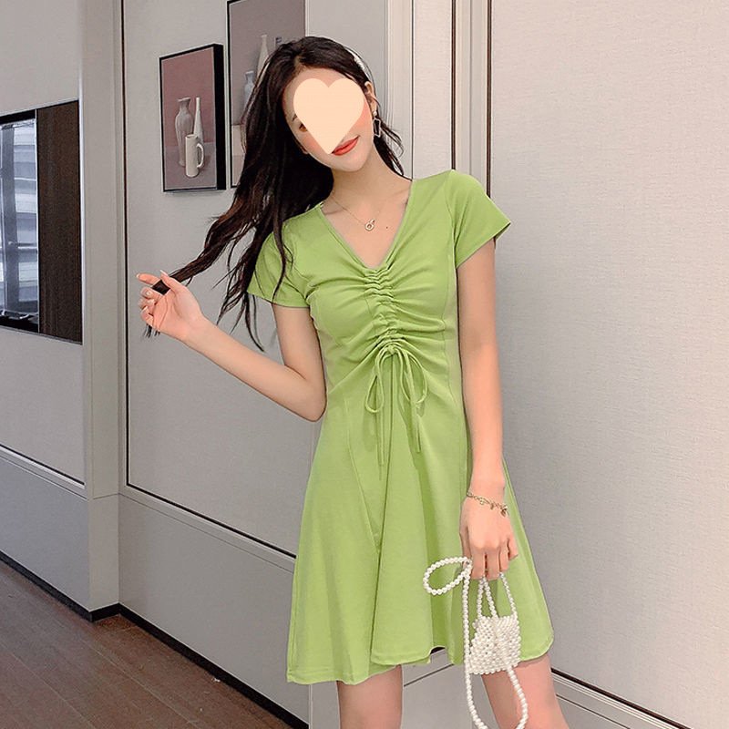 Vapetix S-XL Summer 2025 Hong Kong-style hidden design mini dress for petite women, featuring a chic, slimming,