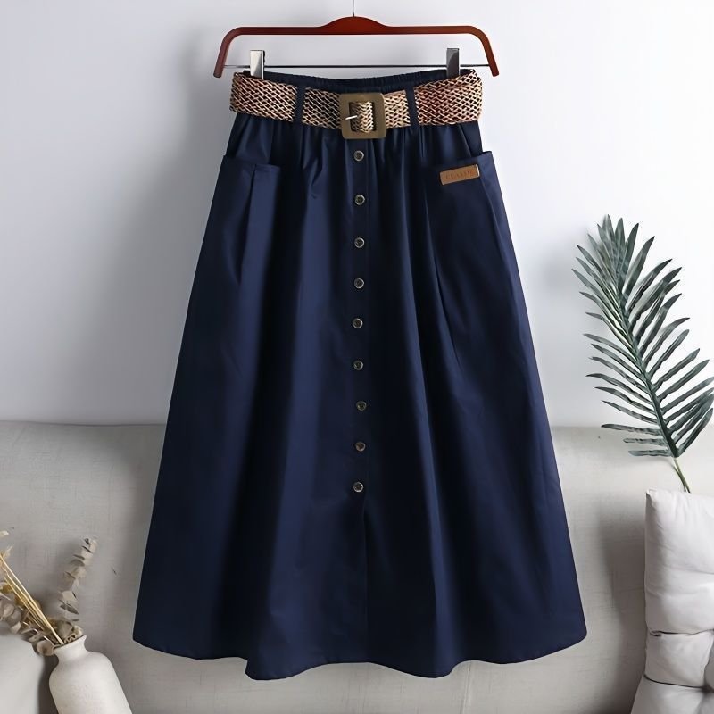 Vapetix Suggested weight: 85-110 lbs-3XL recommended 165-185 lbs 2025 Spring Korean Version Elastic High-Waisted Half-Skirt with Large Pockets, Slit for Slimming Ef